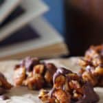 A tray of chocolate covered pecans