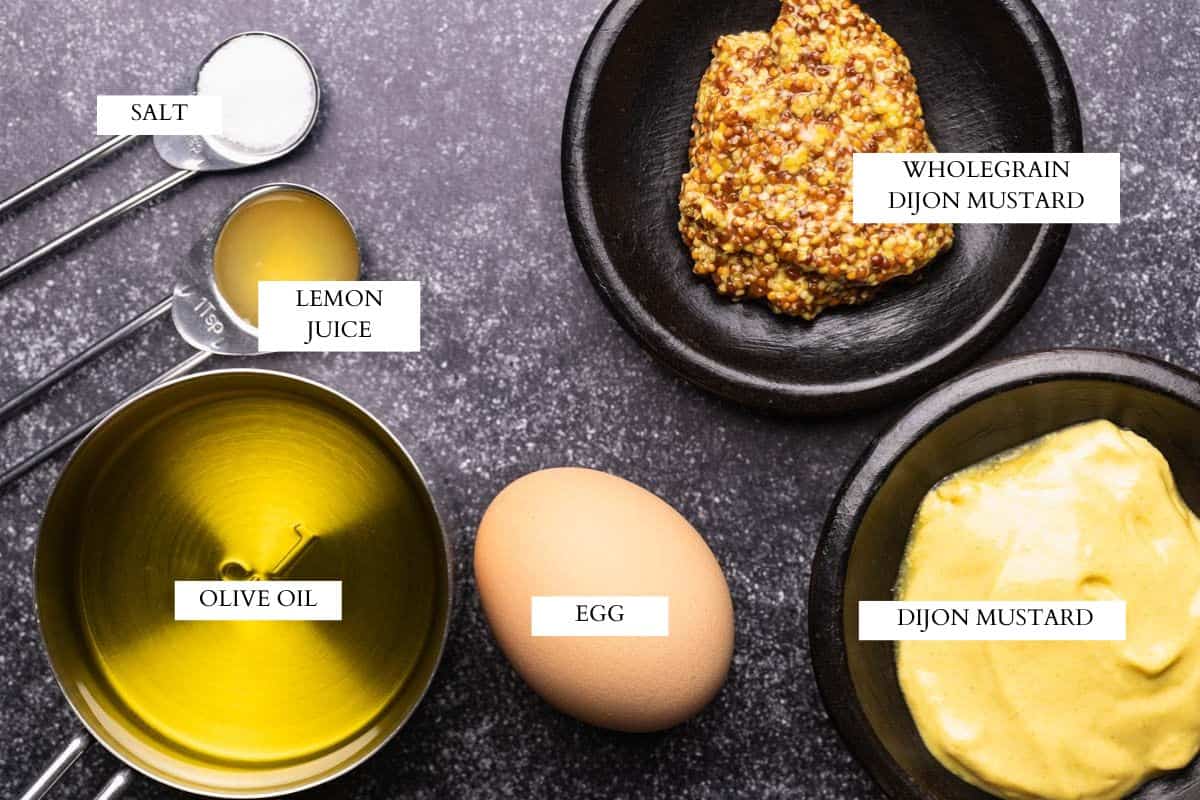 Ingredients laid out to make Dijonnaise.