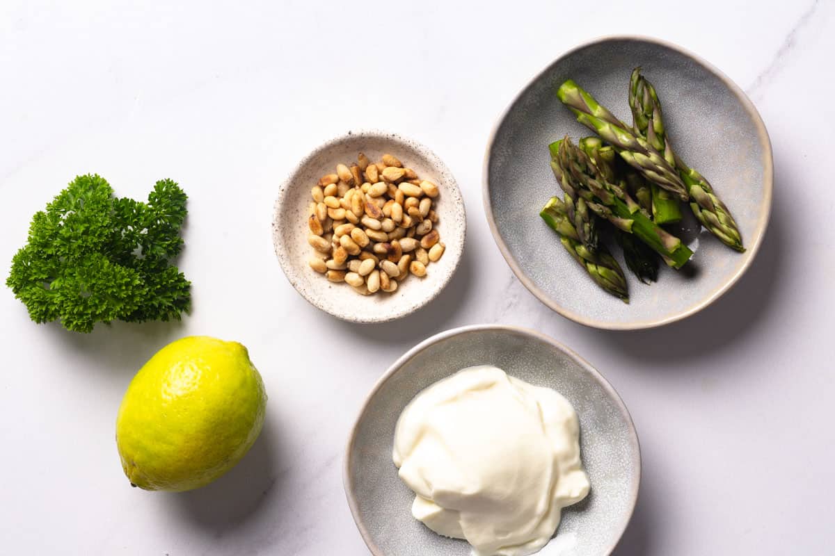 Topping ideas for asparagus potato soup.