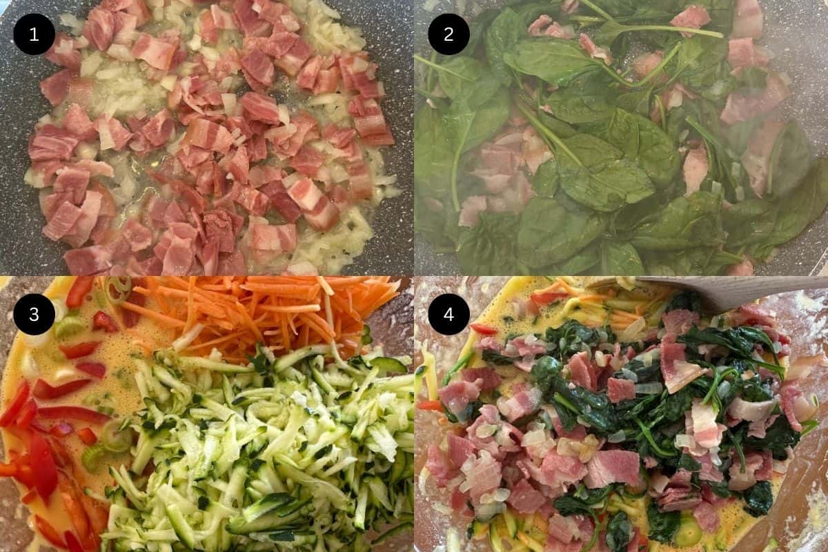 Steps 1-4 on how to make this egg bake.