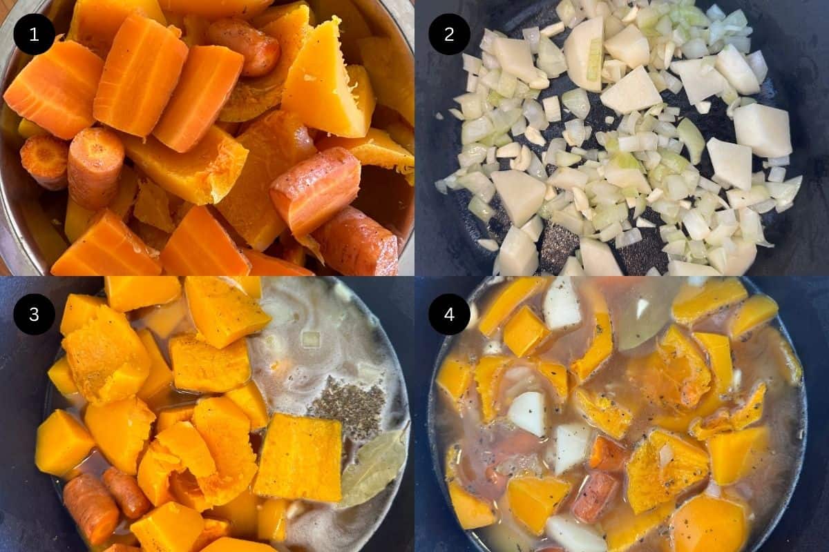 Steps 1-4 to make the soup.