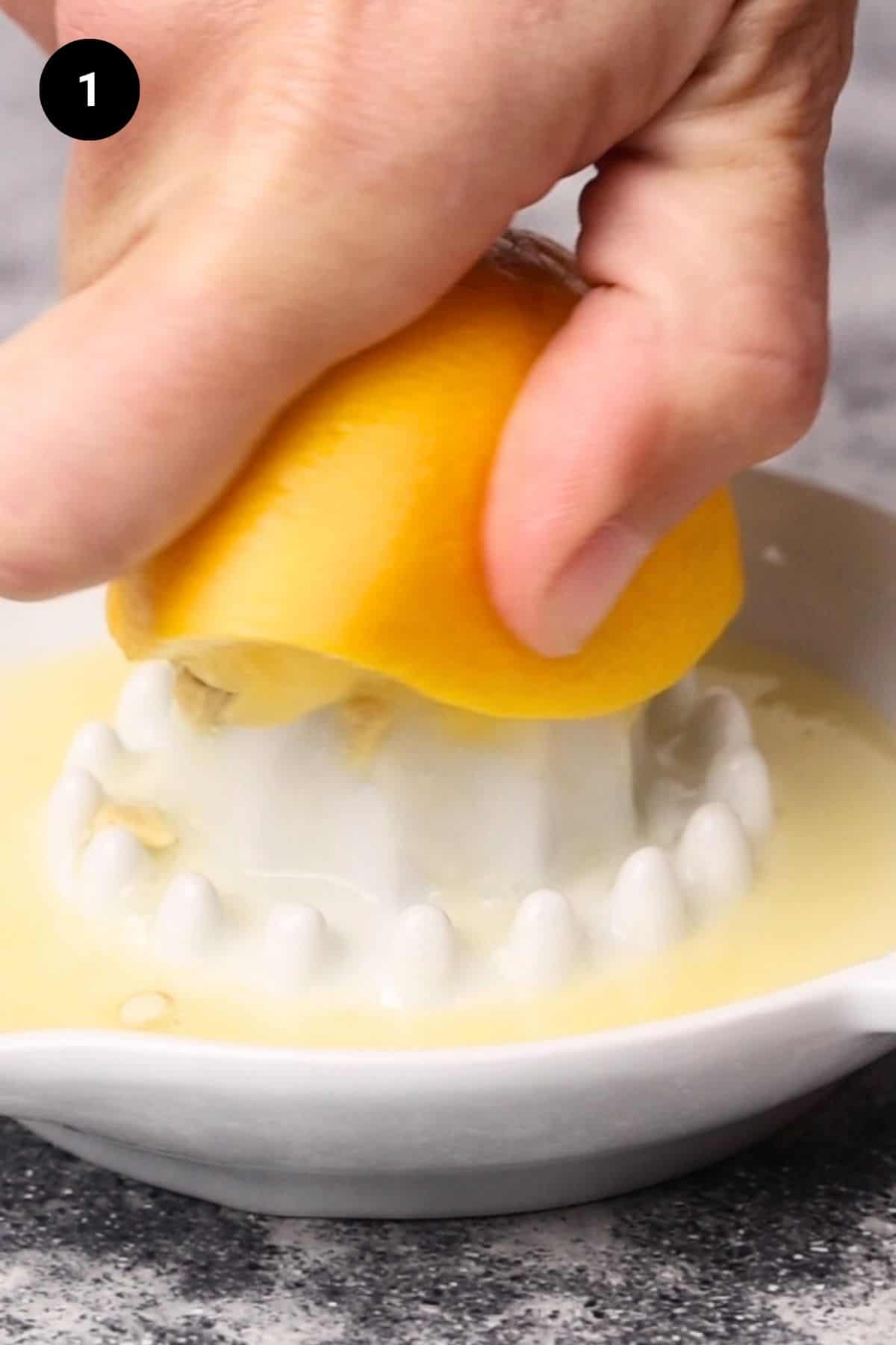 Lemon being juiced.