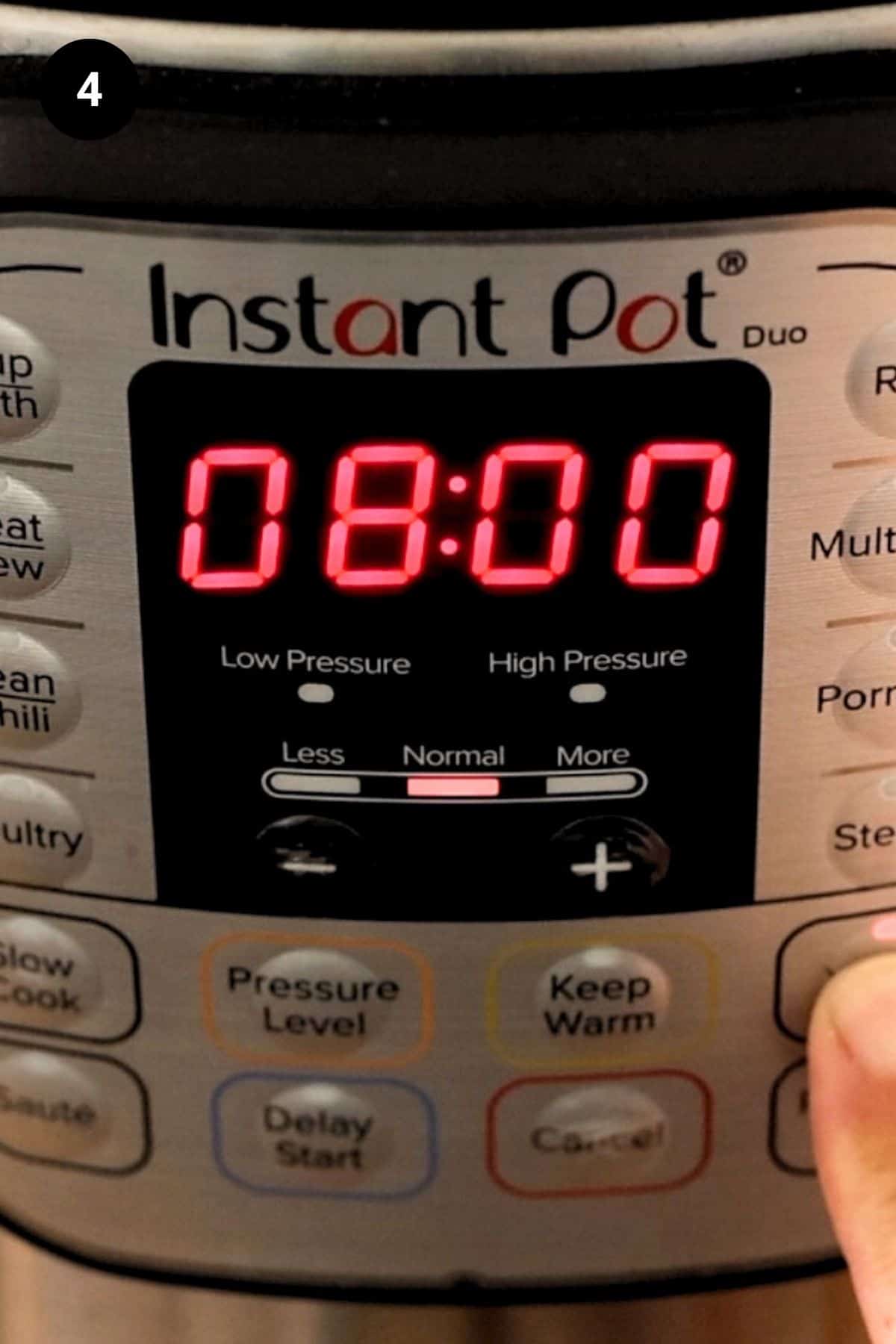 Instant Pot being set to 8 hours on the yogurt function.