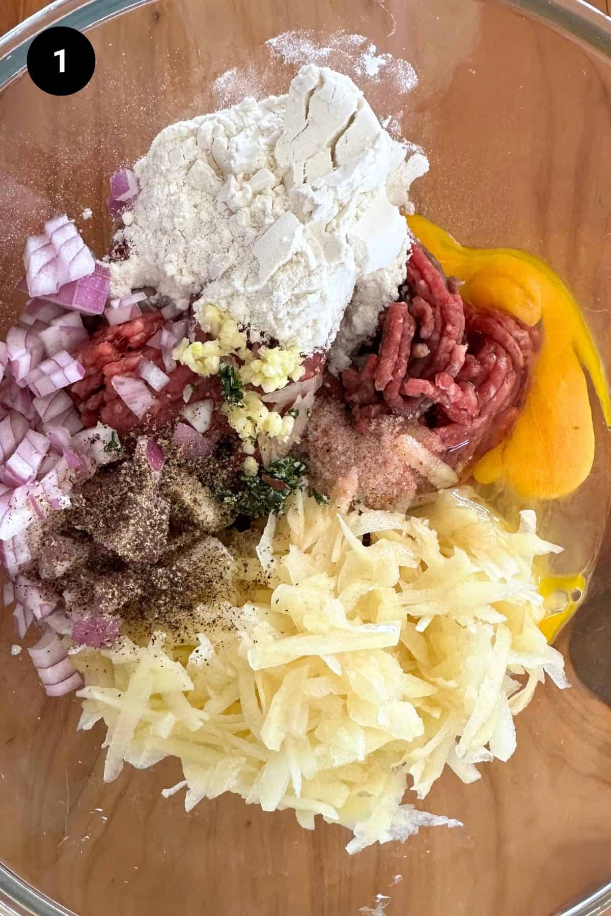 All ingredients in a glass bowl.