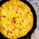 Frittata in a cast iron skillet.