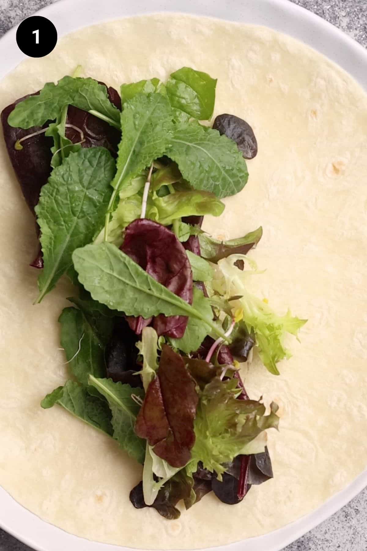 Open wrap with salad filling.