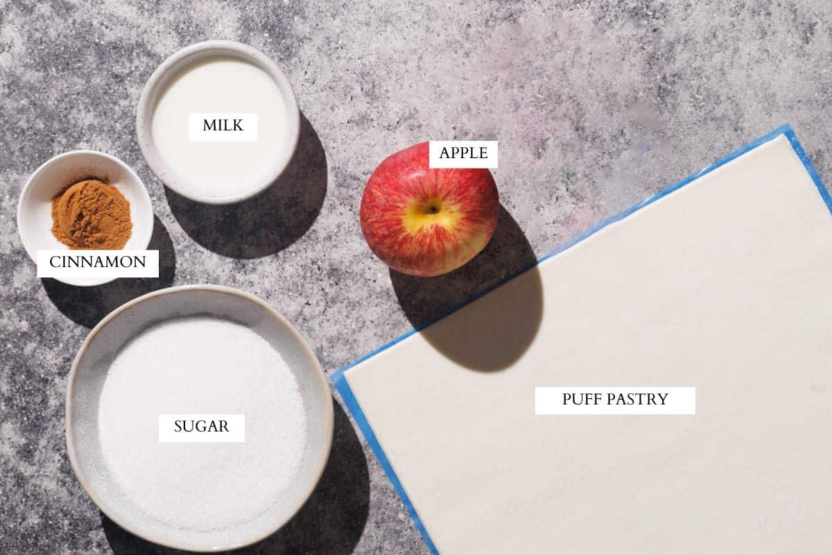 Ingredients laid out to make apple croissants.