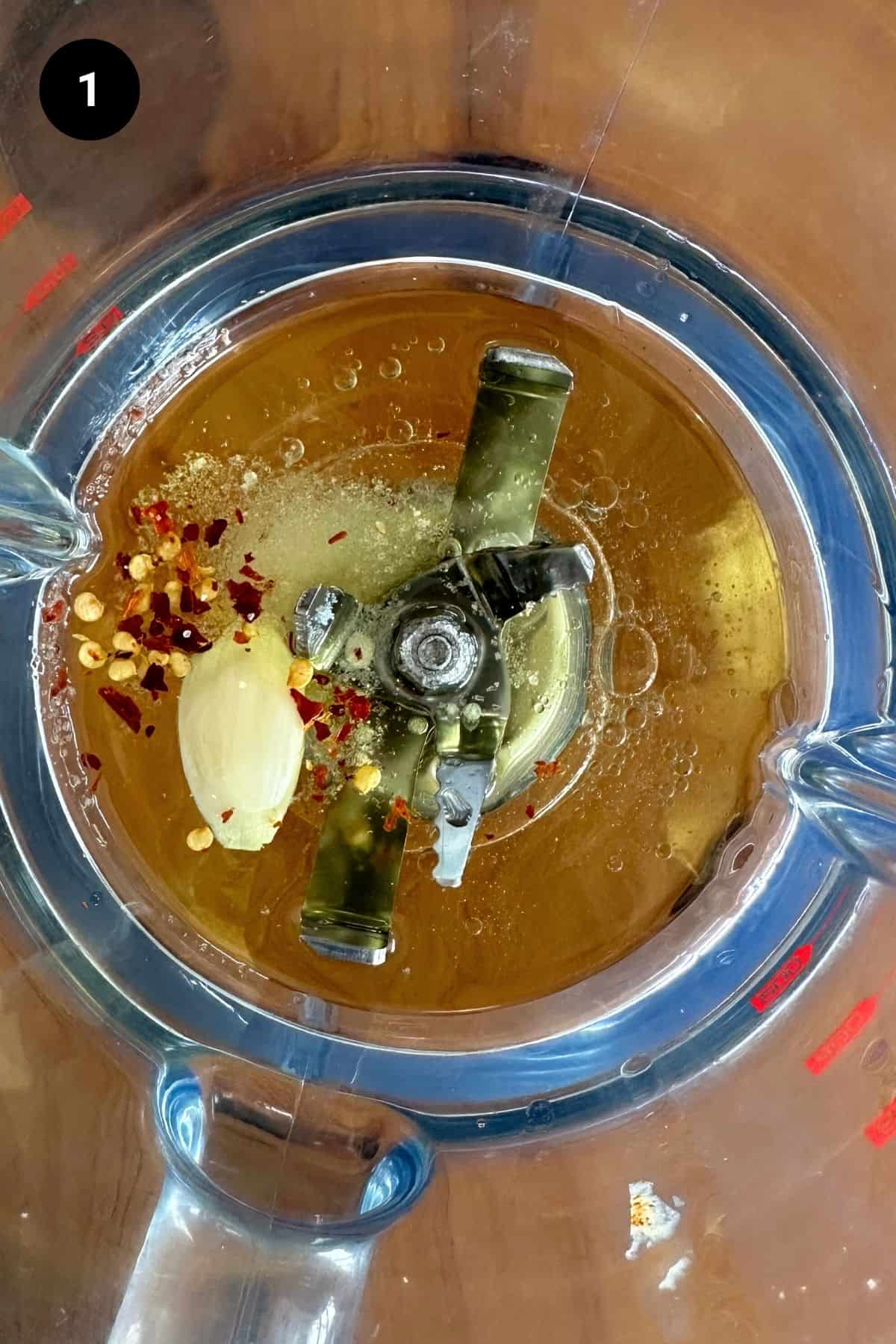 Ingredients in a blender.