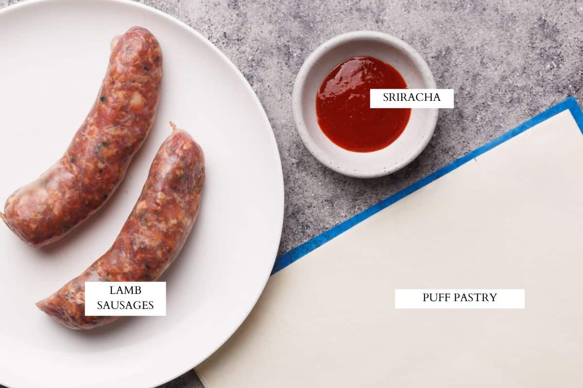 Ingredients laid out to make lamb pinwheels.