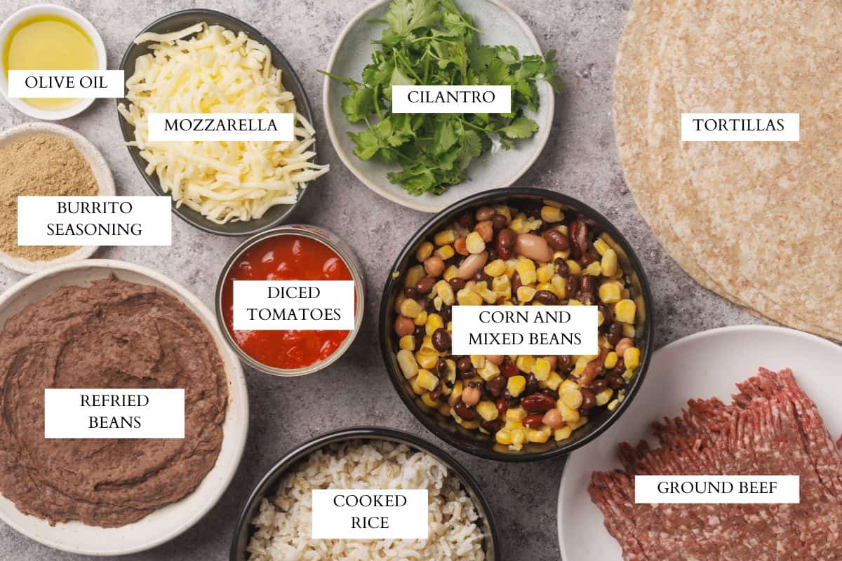 Ingredients laid out to make Mexican lasagna.