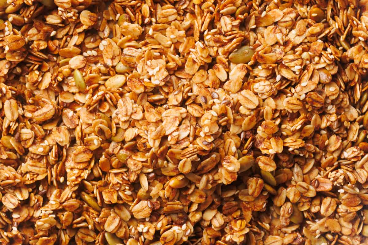 Close-up of homemade granola.